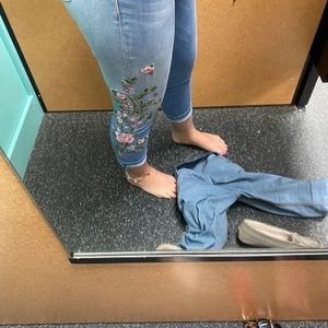 Floral light wash jeans